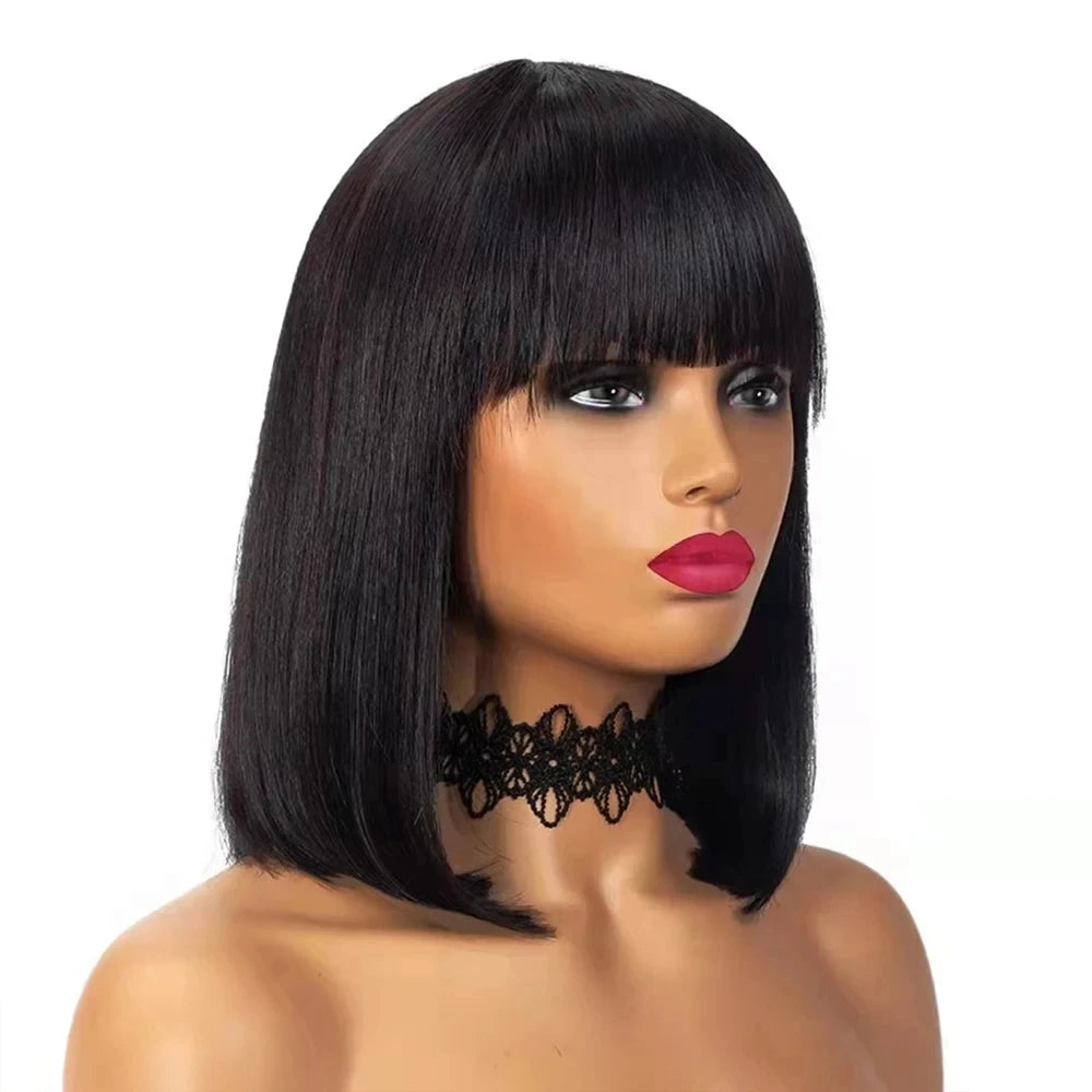 Human Hair Wig For Women Natural Color 100% Human Hair Wigs Short Bob Wig