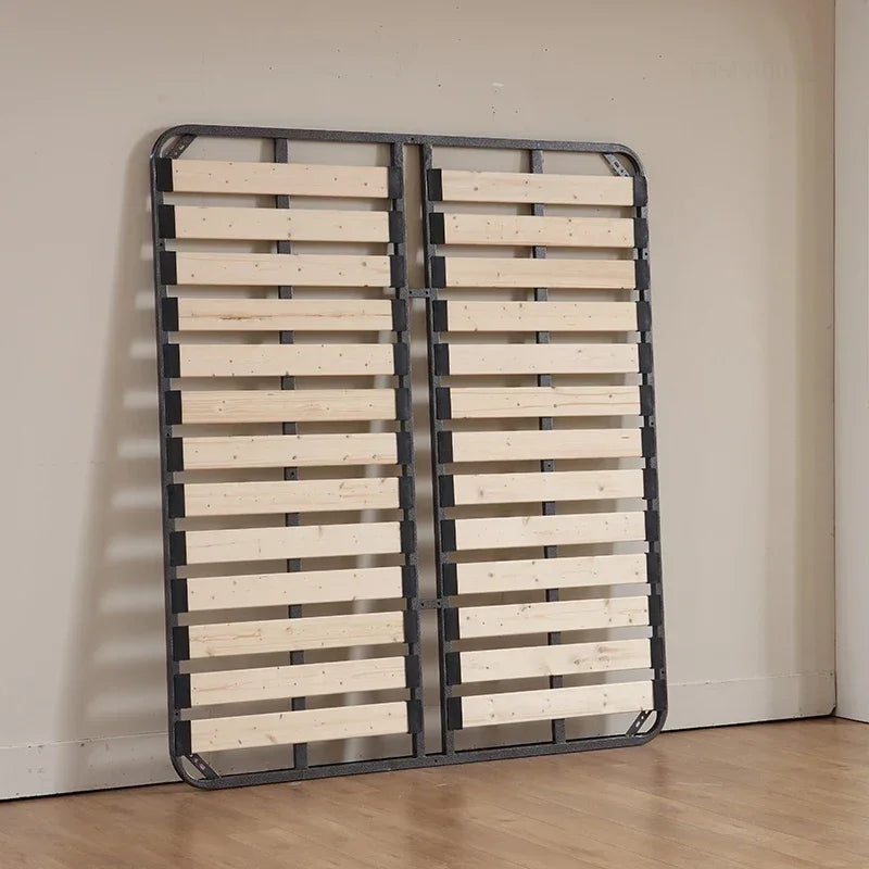 Indoor Simple Plank Apartment Bedroom Furniture Metal Double Bed Bases Frame Platform Thick Tatami King Size Black Bed Frame H