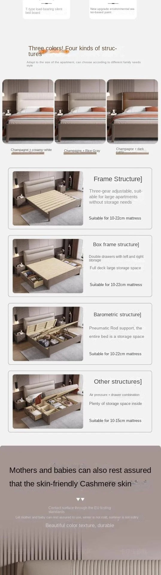 European Elegant Tall Bed Double Queen Pretty Bedroom King Frame Bed Luxury Lit Pliable Modern Camas De Dormitorio Furniture