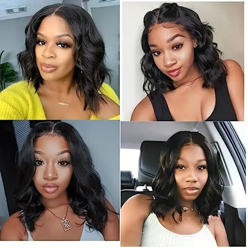 Brazilian Body Wave Lace Frontal Wigs 13x4 Transparent Lace Frontal Human Hair Wigs For Women  Short Bob Wigs Pre Plucked