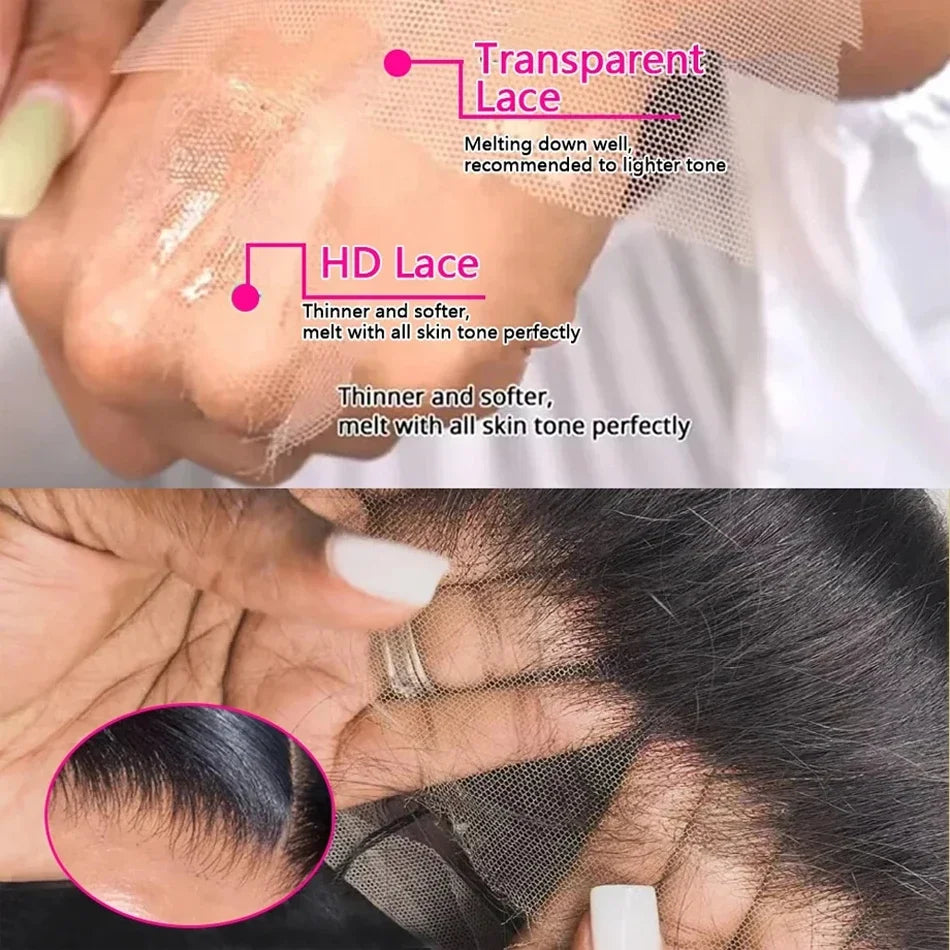Transparent Lace Frontal Human Hair Wigs Glueless Water Wave Lace Front Wig