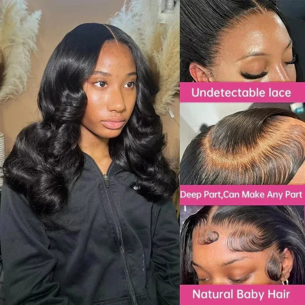 300 Density Body Wave Short Bob 13x4 13x6 HD Transparent Lace Front Human Hair Wigs 5x5 Pre Plucked Lace Frontal Wig For Black