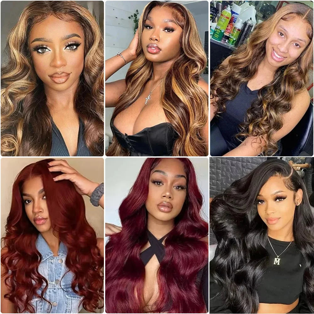 Highlight Wig Human Hair Body Wave Lace Frontal Wig Colored 13x6 Lace Frontal Wigs P4/27 Ombre Honey Blond Lace Front Human Hair
