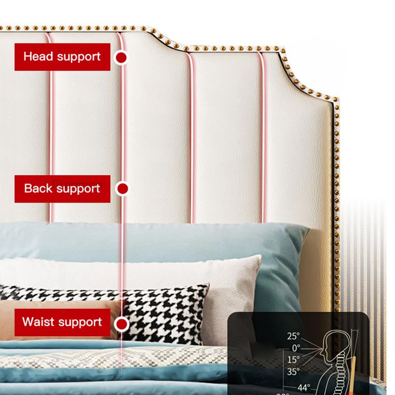 Modern Simple King Size Double Beds Luxury Lit 2 Personnes Moderne Disign White Leather House Bed Frame Queen Bedroom Furniture