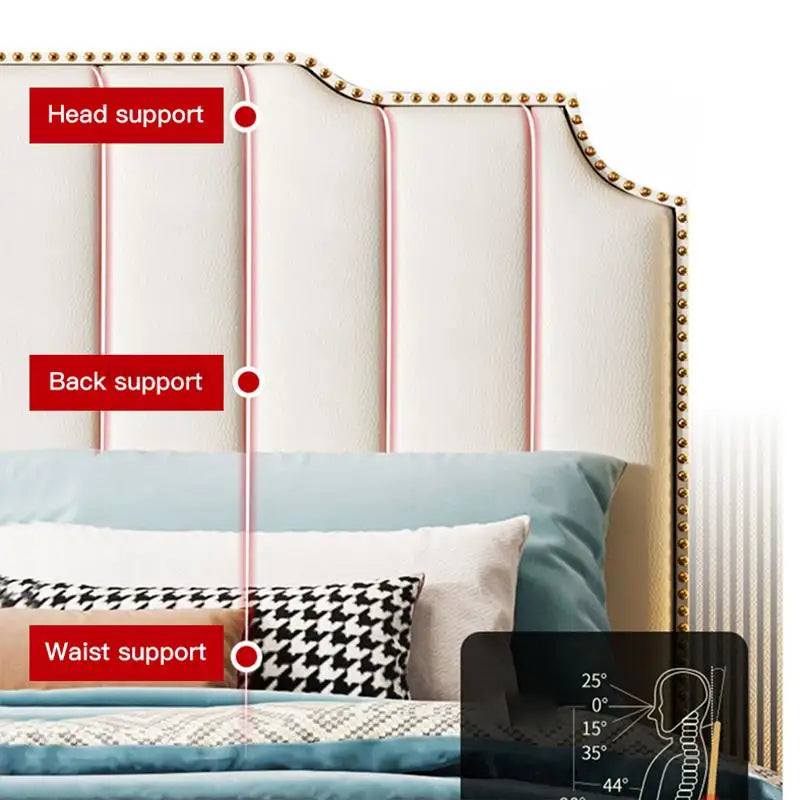 Modern Simple King Size Double Beds Luxury Lit 2 Personnes Moderne Disign White Leather House Bed Frame Queen Bedroom Furniture