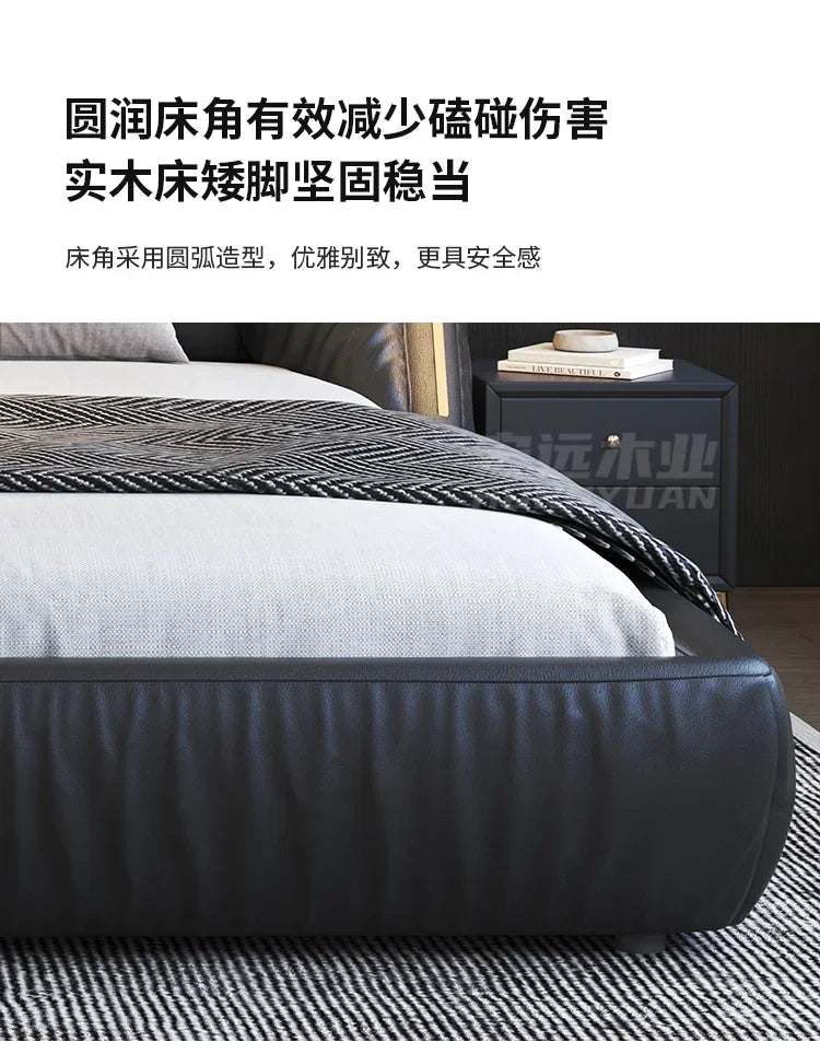 Student Leather Luxury Double Bed Modern Loft King Storage Bedroom Double Bed Queen Disabled Letto Matrimoniale Home Furniture