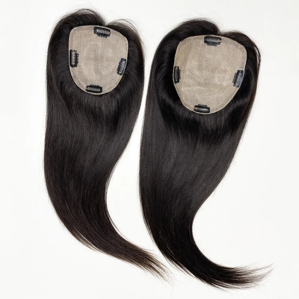 Human Hair Topper 15x16cm Silk Base 12x13cm Silk Top Hair Topper with Clips