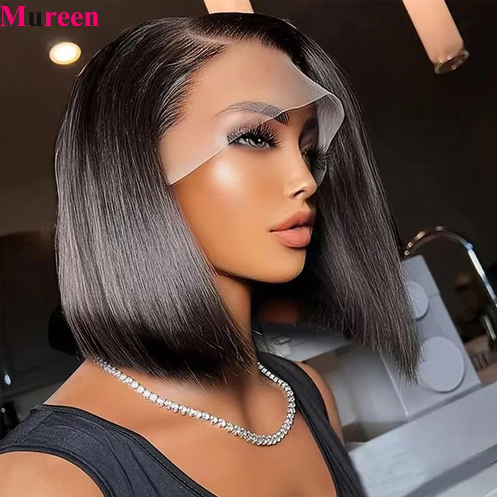 250% Density Bob Wig Human Hair 13x4 HD Lace Front Wigs Human Hair Glueless Straight Lace Frontal Human Hair Wigs for Women