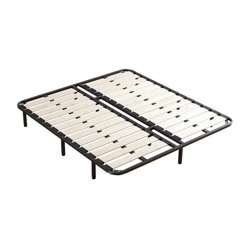 Indoor Simple Plank Apartment Bedroom Furniture Metal Double Bed Bases Frame Platform Thick Tatami King Size Black Bed Frame H