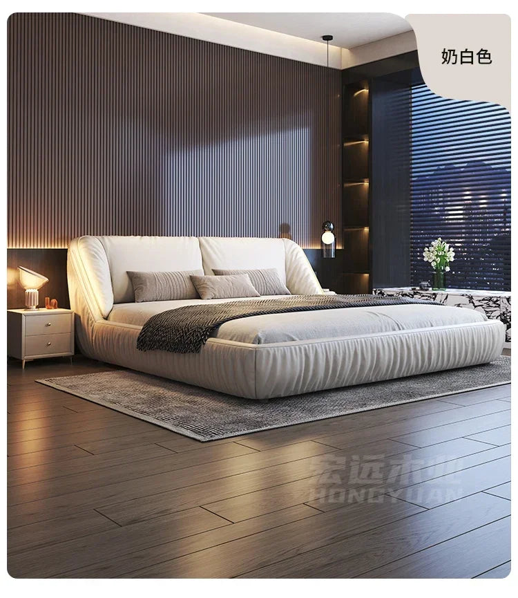 Student Leather Luxury Double Bed Modern Loft King Storage Bedroom Double Bed Queen Disabled Letto Matrimoniale Home Furniture