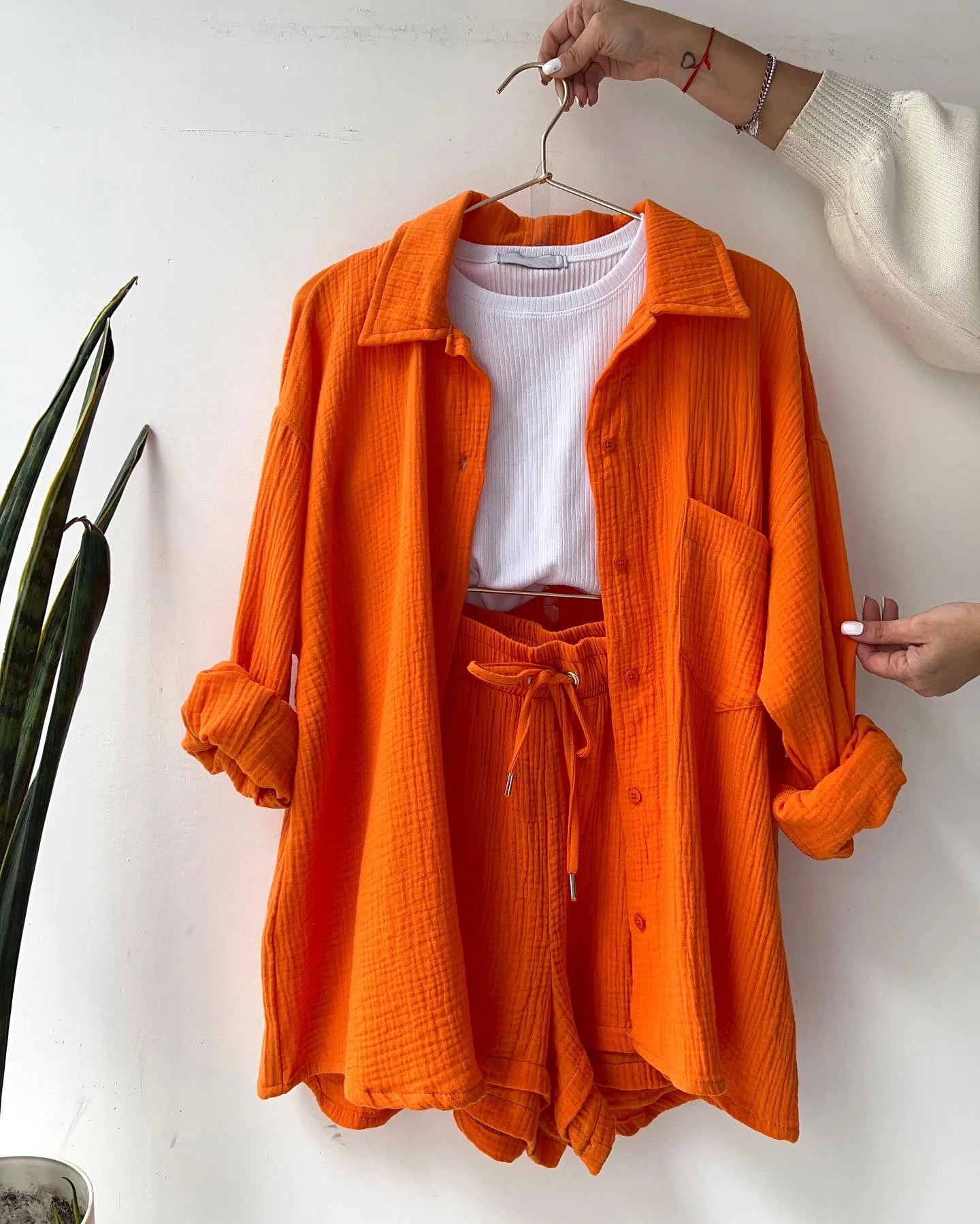 Casual Long Sleeve Button Loose Two Piece Set