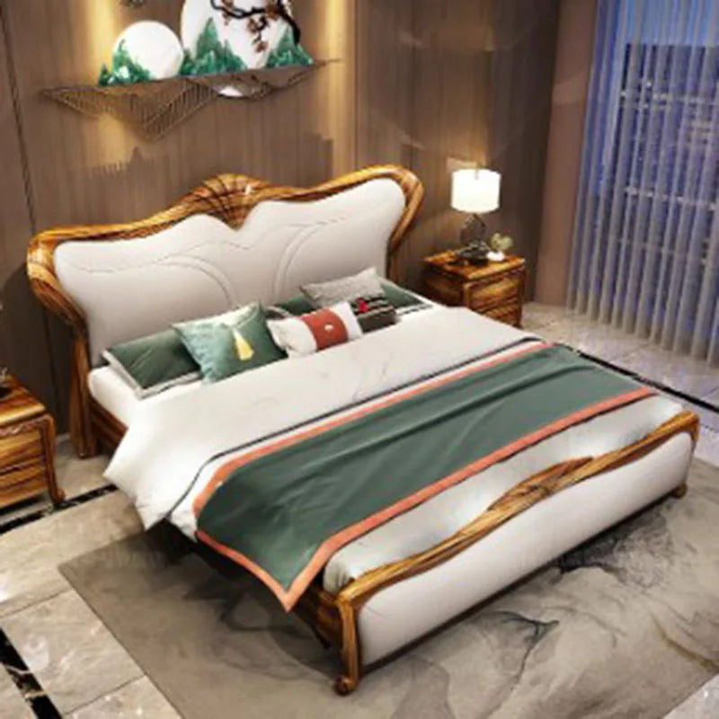 Royal Luxury Double Bed Frame Nordic Modern Whitr Designer King Size Bed Frame Girl Sleeping Cama Matrimonio Bedroom Furniture
