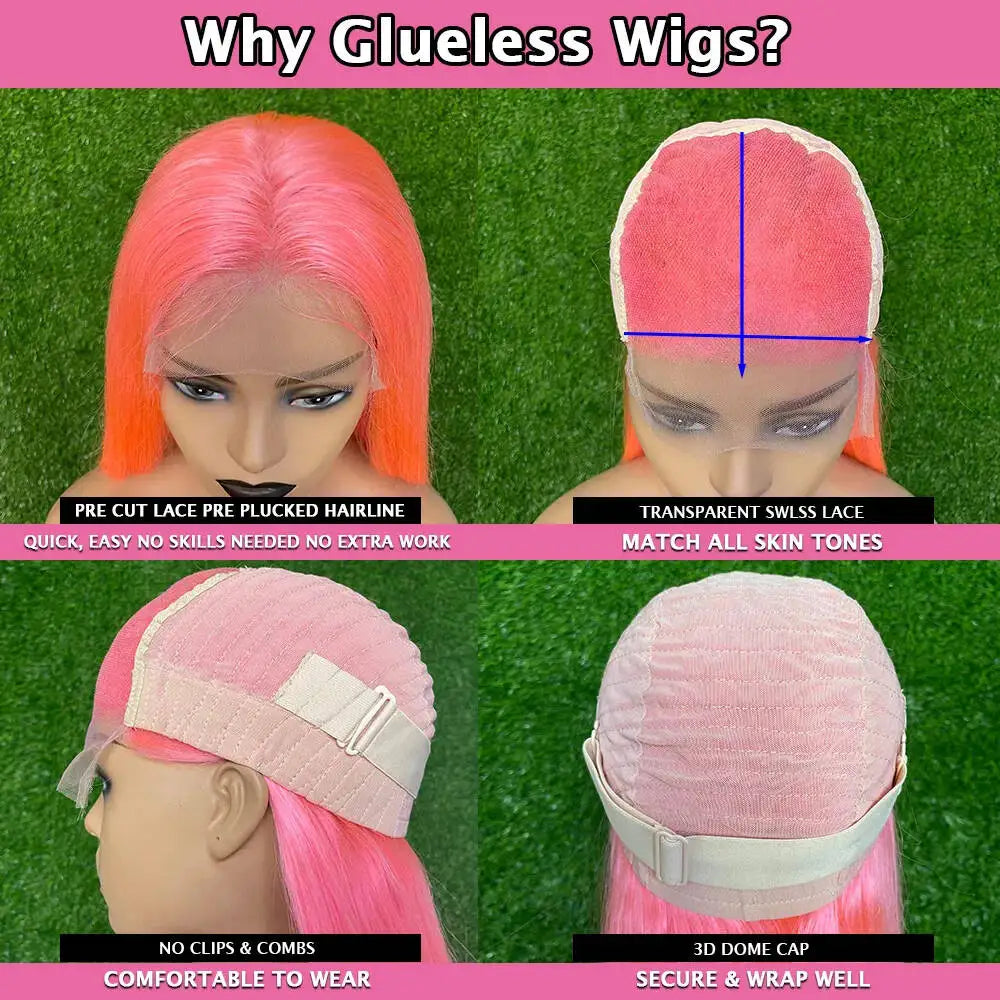 Deep Wave Wear Go Glueless Wig Orange  Wig  Lace Front Human Hair Wigs For Women Brazilian Lace Frontal Wig