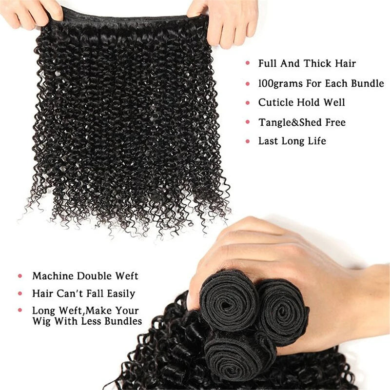 Kinky Curly Bundles 100% Human Hair Brazilian Remy Raw Human Hair Bundles Extensions