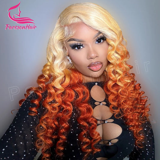 Deep Wave Wear Go Glueless Wig Orange  Wig  Lace Front Human Hair Wigs For Women Brazilian Lace Frontal Wig