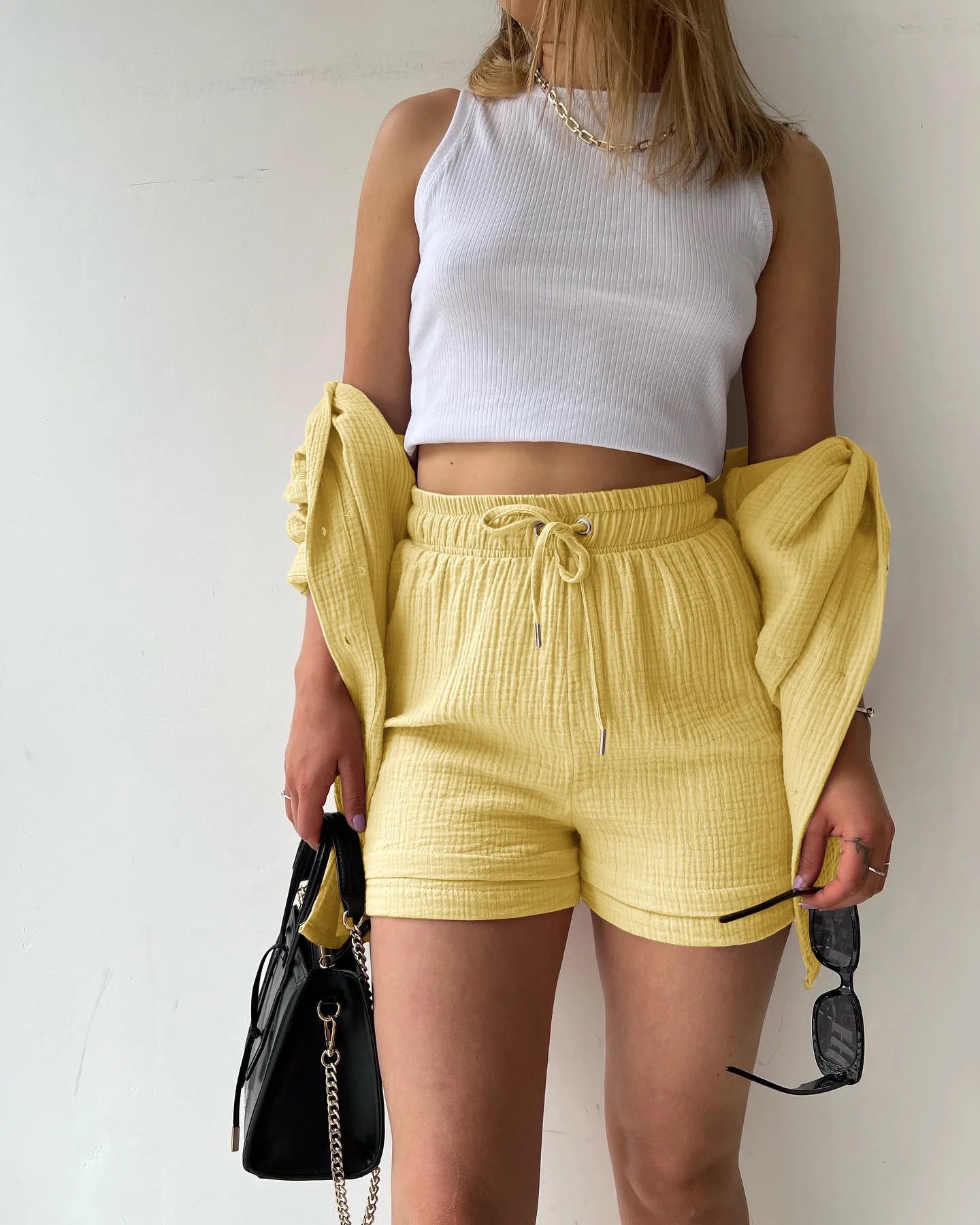 Casual Long Sleeve Button Loose Two Piece Set