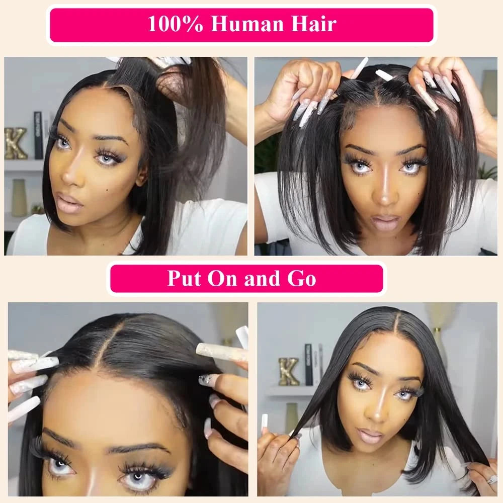SSH Wear Go Glueless Short Bob Wig 13x4 Lace Front Wig Glueless Human Hair 4x4 Straight Lace Closure Human Hair Wigs For Women