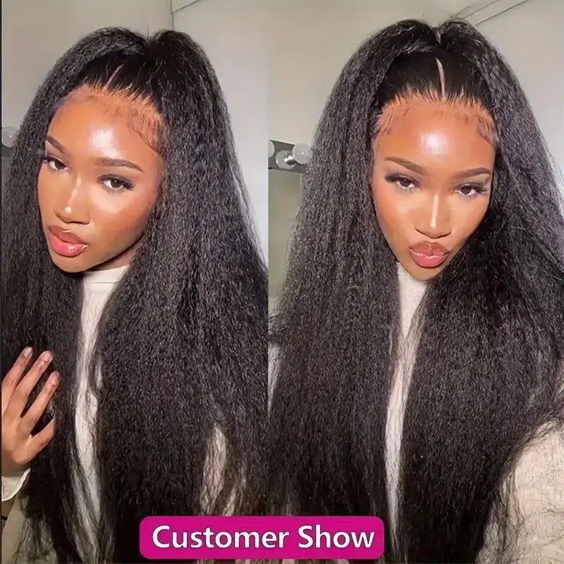 3 Pcs Kinky Straight Bundles Brazilian Unprocessed Virgin Human Hair Weave Bundles 4C  Yaki Human Hair Extensions Natural Black