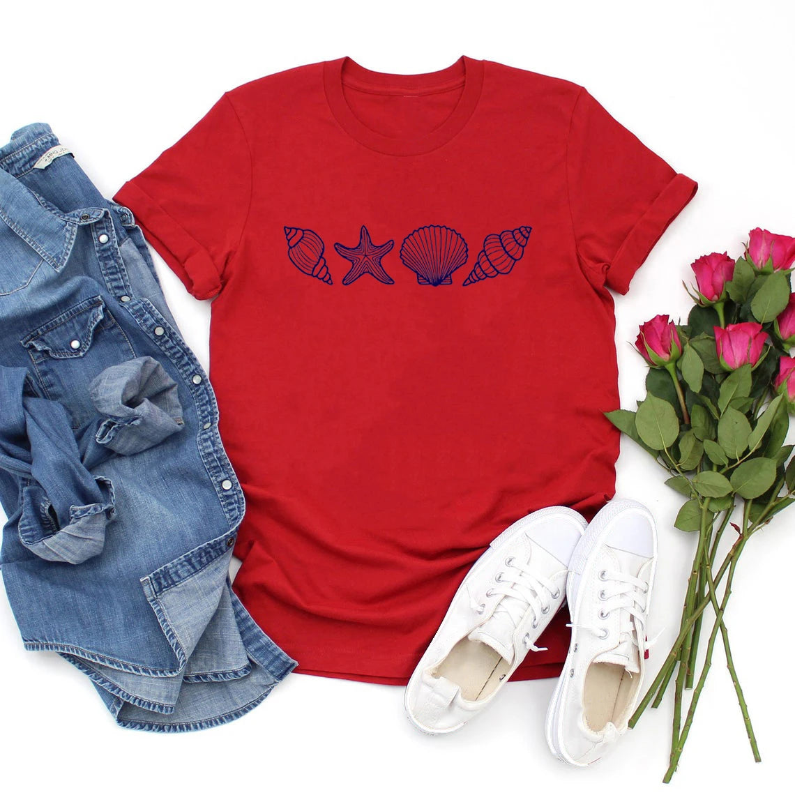 Beach T-Shirt Summer Woman Shirt Ocean Lover Gift Short Sleeve Graphic T Shirts