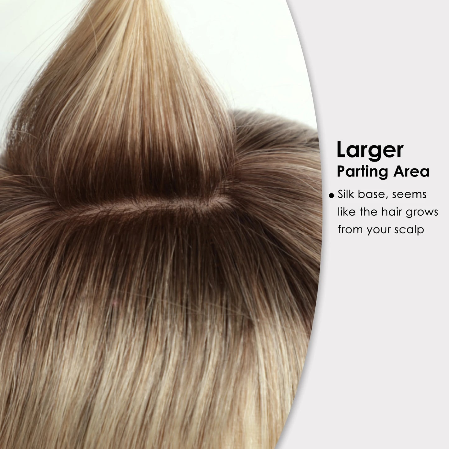 Ombre Blonde 100% Remy Human Hair Toppers with Bangs Silk Base Clip in Topper Top Hair in Hair Extension for Women 10/12/14inch