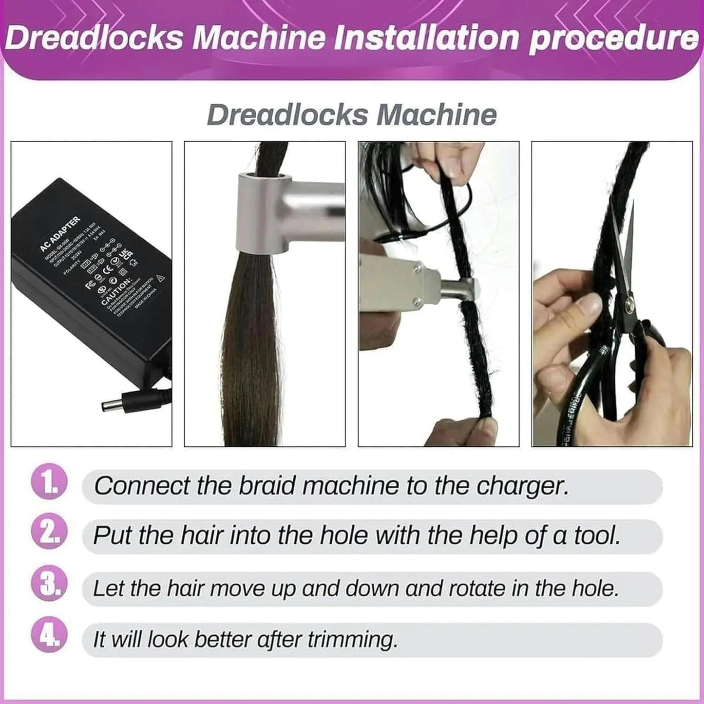 Dreadlock Maker Machine,Portable Handheld Electric Dreadlock Tools,for Dreadlock Suitable for Long Human Hair and Synthetic Hair