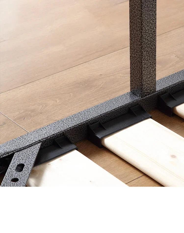 Indoor Simple Plank Platform Thick Tatami King Size Metal Double Bed Bases Frame Apartment Bedroom Furniture Black Bed Frame H