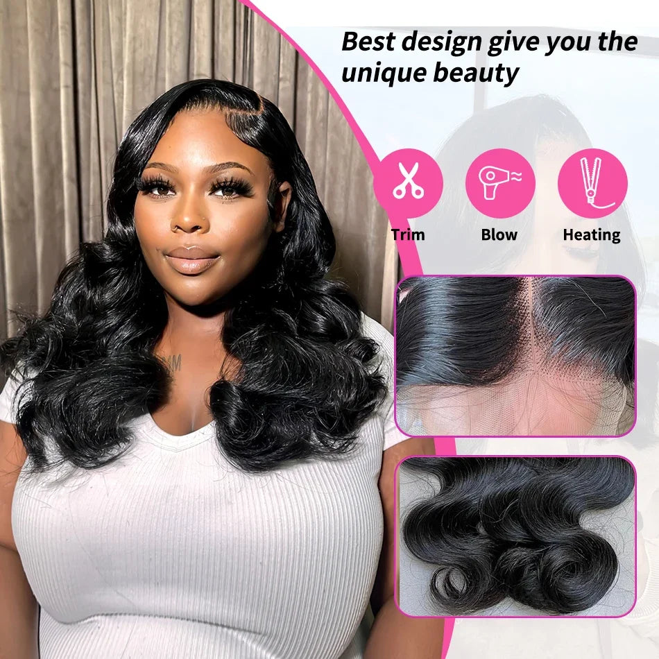 300 Density Body Wave Short Bob 13x4 13x6 HD Transparent Lace Front Human Hair Wigs 5x5 Pre Plucked Lace Frontal Wig For Black