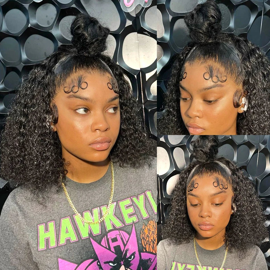 Short Curly Bob Wigs 13x6 HD Lace Front Human Hair For Women Deep Wave 13x4 Frontal Brazilian Remy 5x5 Closure Wig