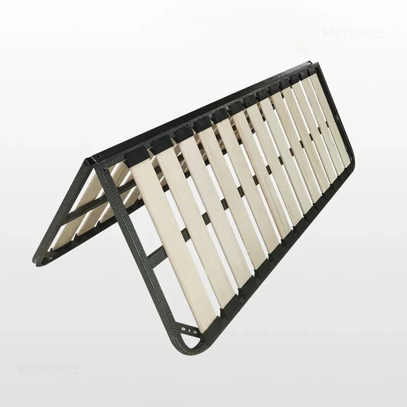 Indoor Simple Plank Apartment Bedroom Furniture Metal Double Bed Bases Frame Platform Thick Tatami King Size Black Bed Frame H