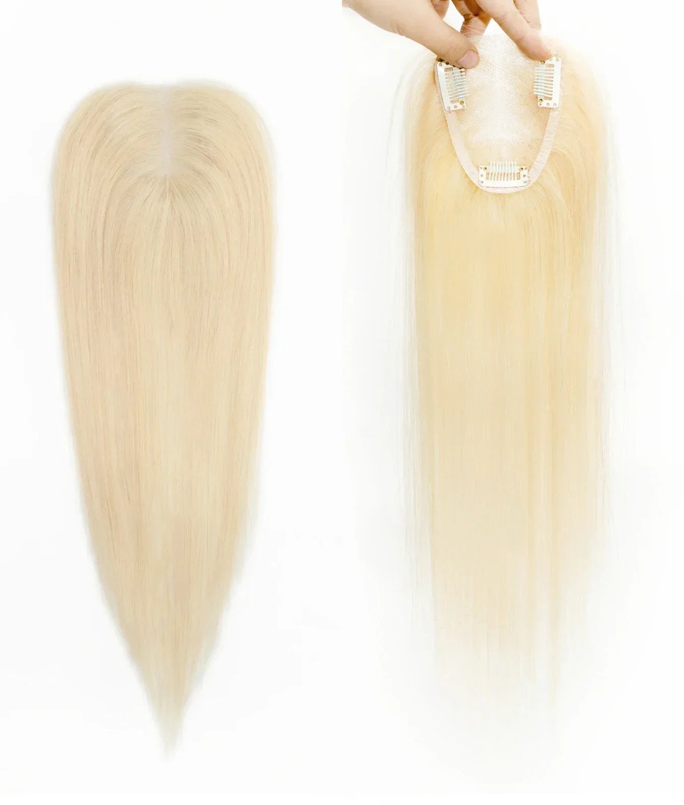 100% Human Hair Toppers Lace Base Clips In Hair with Bangs Straight 100% Remy Human Hair