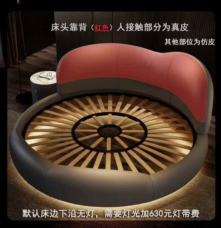 Princess Luxury Pretty Double Bed King Size Modern Italian Round Bed Loft Villa Camas De Dormitorio Bedroom Set Furniture