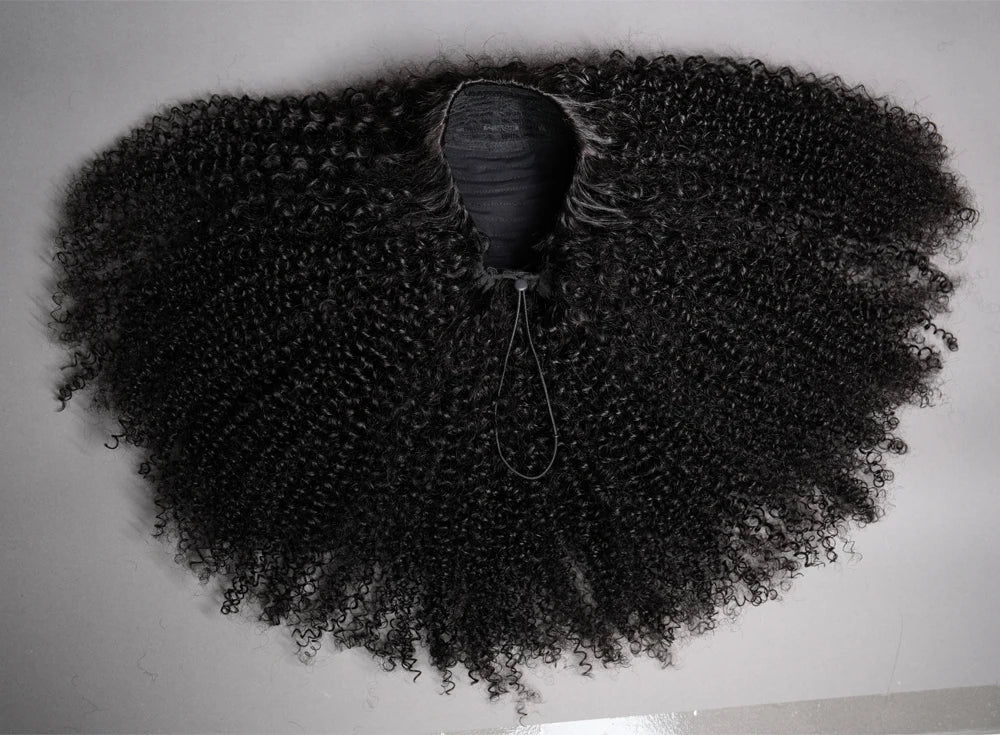 Human Hair Kinky Curly 3 In 1 Human Hair Wig Seamless Flip Over Half Wig