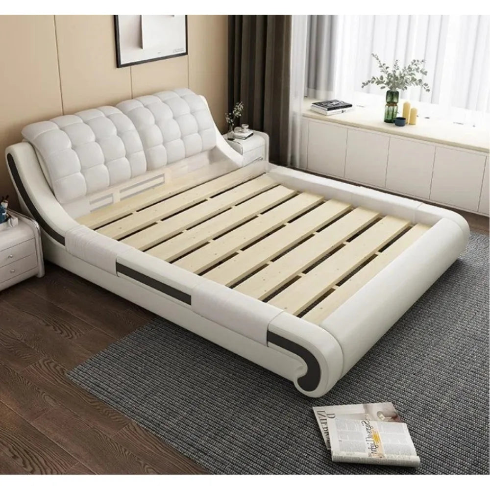 Luxury Upholstered Bed Bedroom Furniture New Modern King Size Soft Bed Frame Technology Cloth Home Apartment Hotel Wholesale