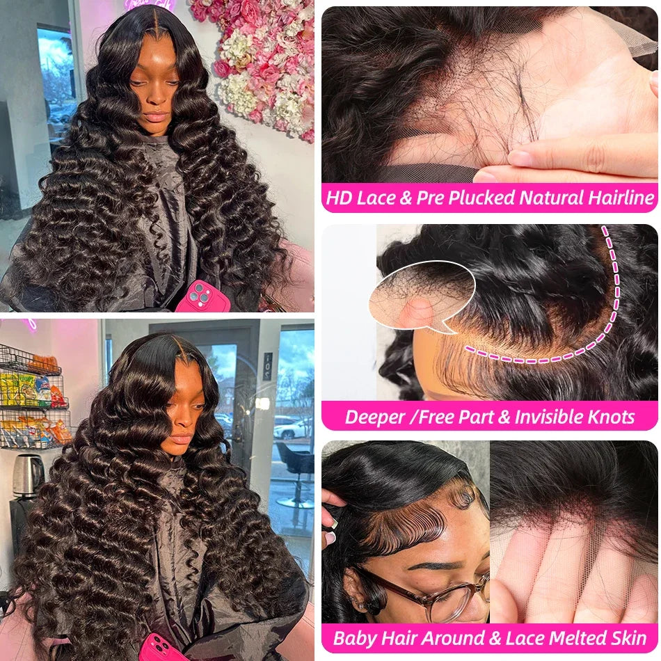 13x6 HD Lace Front Wigs 30 36 Inches Brazilian Water Wave 13x4 Lace Frontal Human Hair Wig