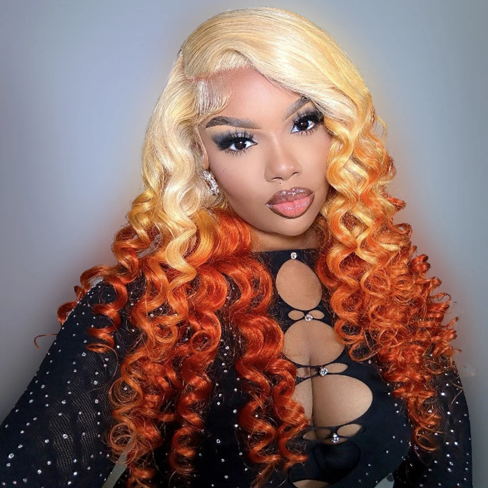 Deep Wave Wear Go Glueless Wig Orange  Wig  Lace Front Human Hair Wigs For Women Brazilian Lace Frontal Wig