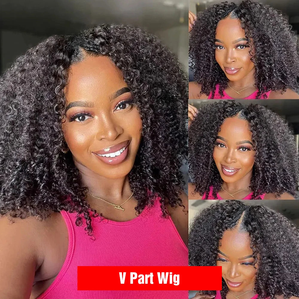 Human Hair Flip Over 3 IN 1 Afro Kinky Curly Glueless Wig