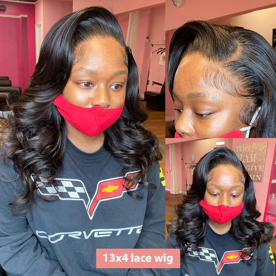 250% Density Body Wave Short Bob 13x4 13x6 Transparent Lace Front Human Hair Wigs 7x5 Glueless Wig