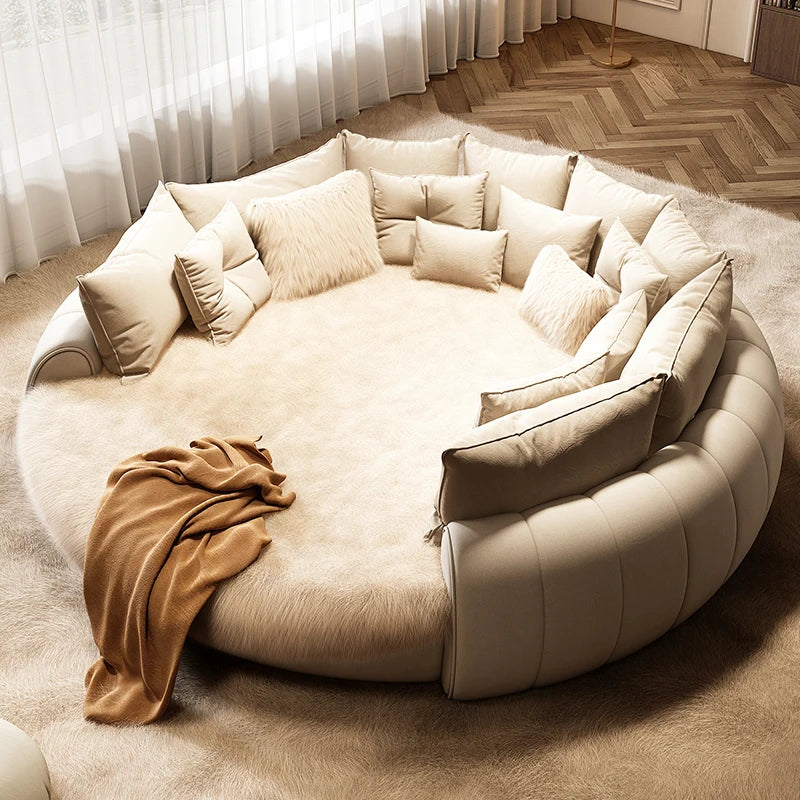 Round bed double wedding bed modern minimalist home hotel 2M big round bed cream wind main bed.