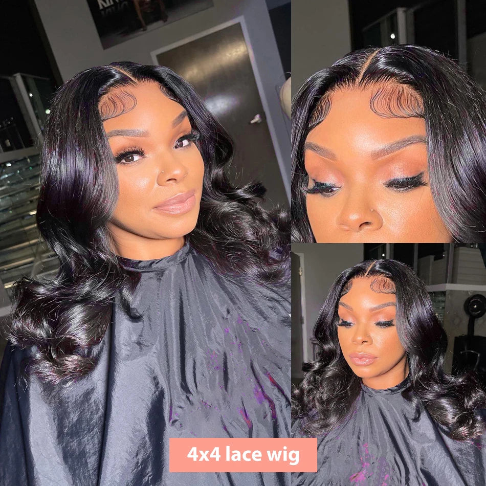 250% Density Body Wave Short Bob 13x4 13x6 Transparent Lace Front Human Hair Wigs 7x5 Glueless Wig