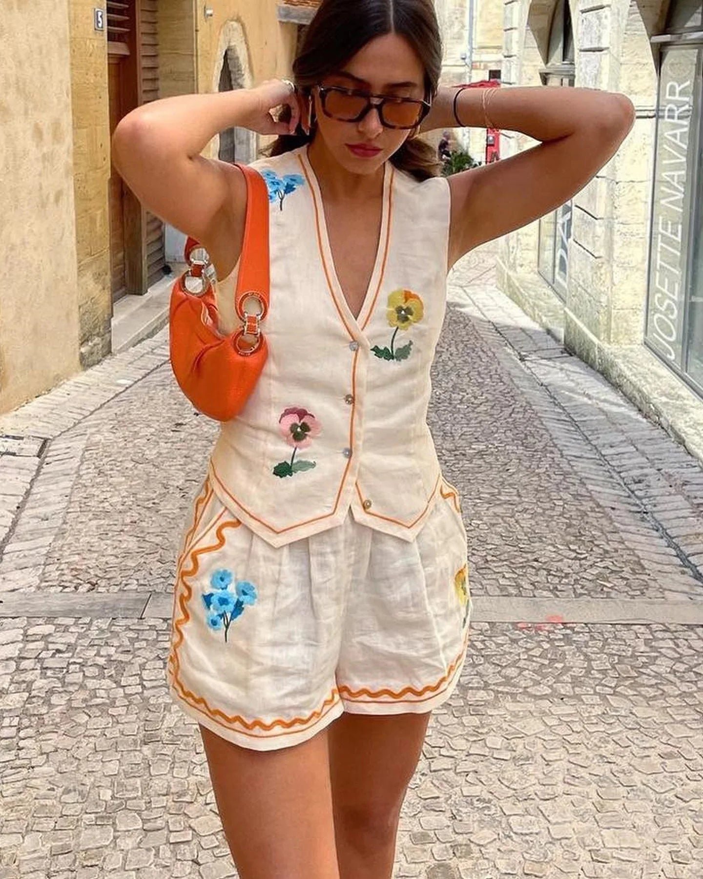 Spring  Summer Women's Suit New Sleeveless Vest Printed Vest Set Casual Loose Wide Leg Pants Vacation Two-piece Set For Women