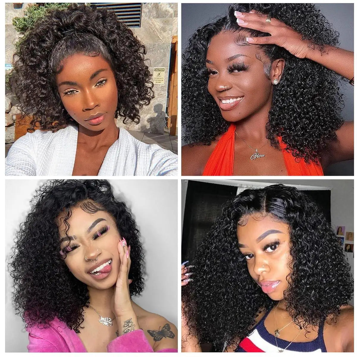 Kinky Curly Bob Wigs Human Hair Glueless 4X4 Lace Wig Malaysia Hair Short Curly Bob Wigs
