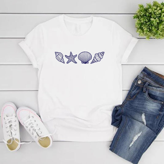 Beach T-Shirt Summer Woman Shirt Ocean Lover Gift Short Sleeve Graphic T Shirts
