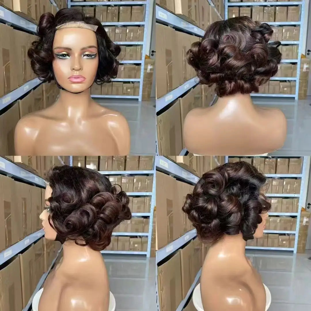 Loose Body Wave Chocolate Brown 4x4 HD Lace Frontal Bob Wigs Human Hair PrePlucked Brazilian #4 Colored Human Hair Wigs 300%