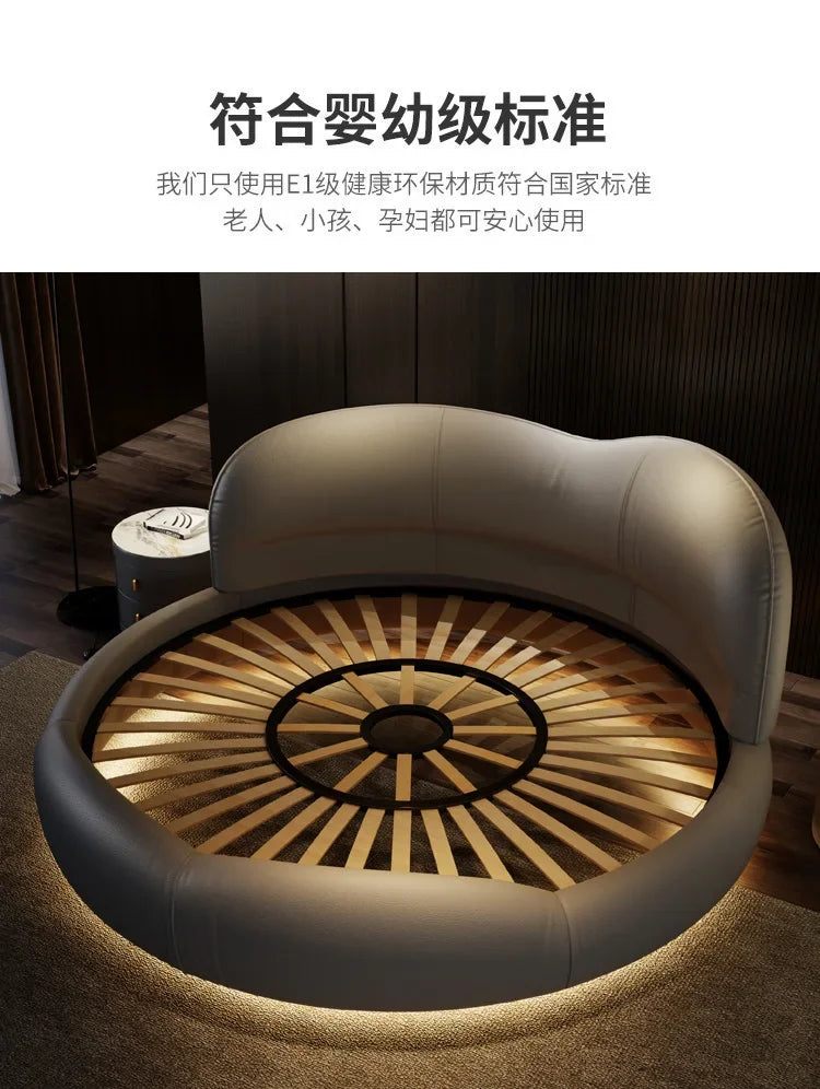 Princess Luxury Pretty Double Bed King Size Modern Italian Round Bed Loft Villa Camas De Dormitorio Bedroom Set Furniture