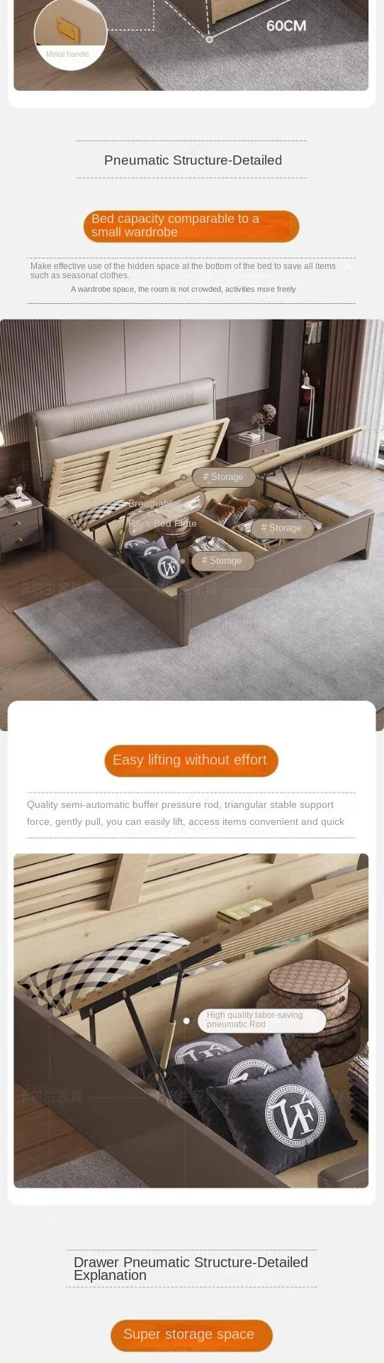 European Elegant Tall Bed Double Queen Pretty Bedroom King Frame Bed Luxury Lit Pliable Modern Camas De Dormitorio Furniture