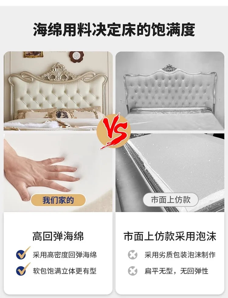 European Beauty Multifunctional Storage Bed Luxury King Size Sun Letti Matrimonial Bedroom Furniture