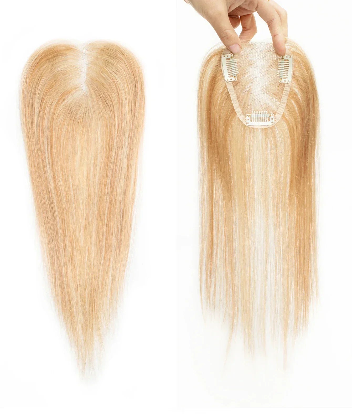 100% Human Hair Toppers Lace Base Clips In Hair with Bangs Straight 100% Remy Human Hair
