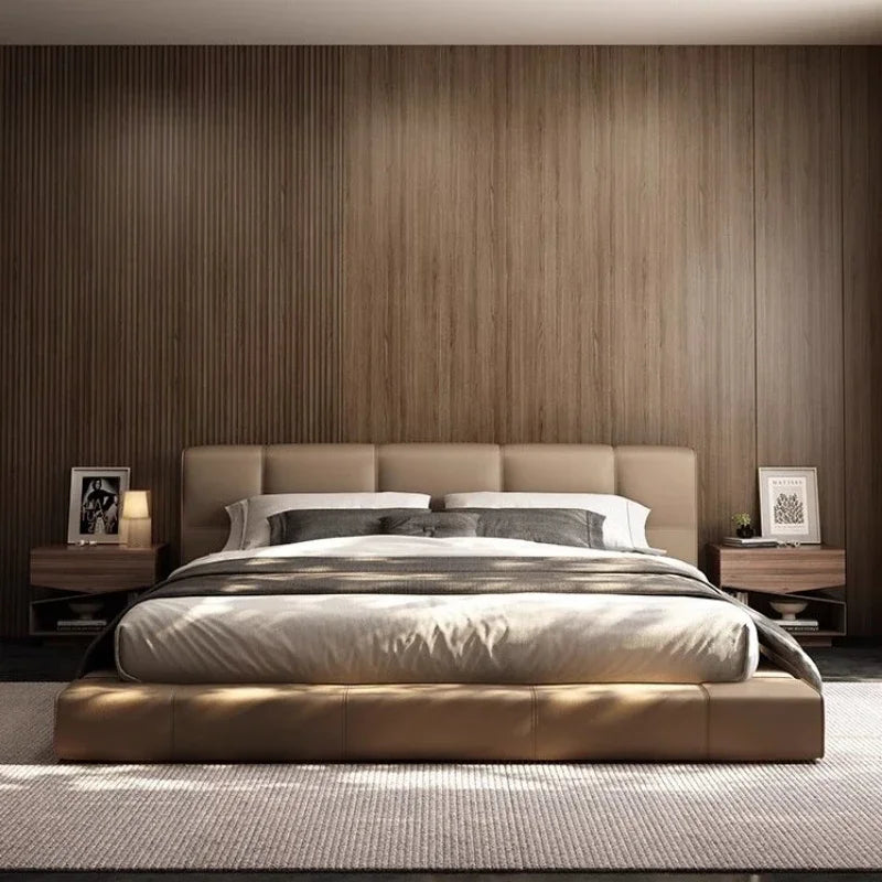 Simple Design Bed Tatami Safe Aesthetics Light Luxury Relax Bed Vintage Princess Crown Wedding Ltalian Wood Muebles Furniture