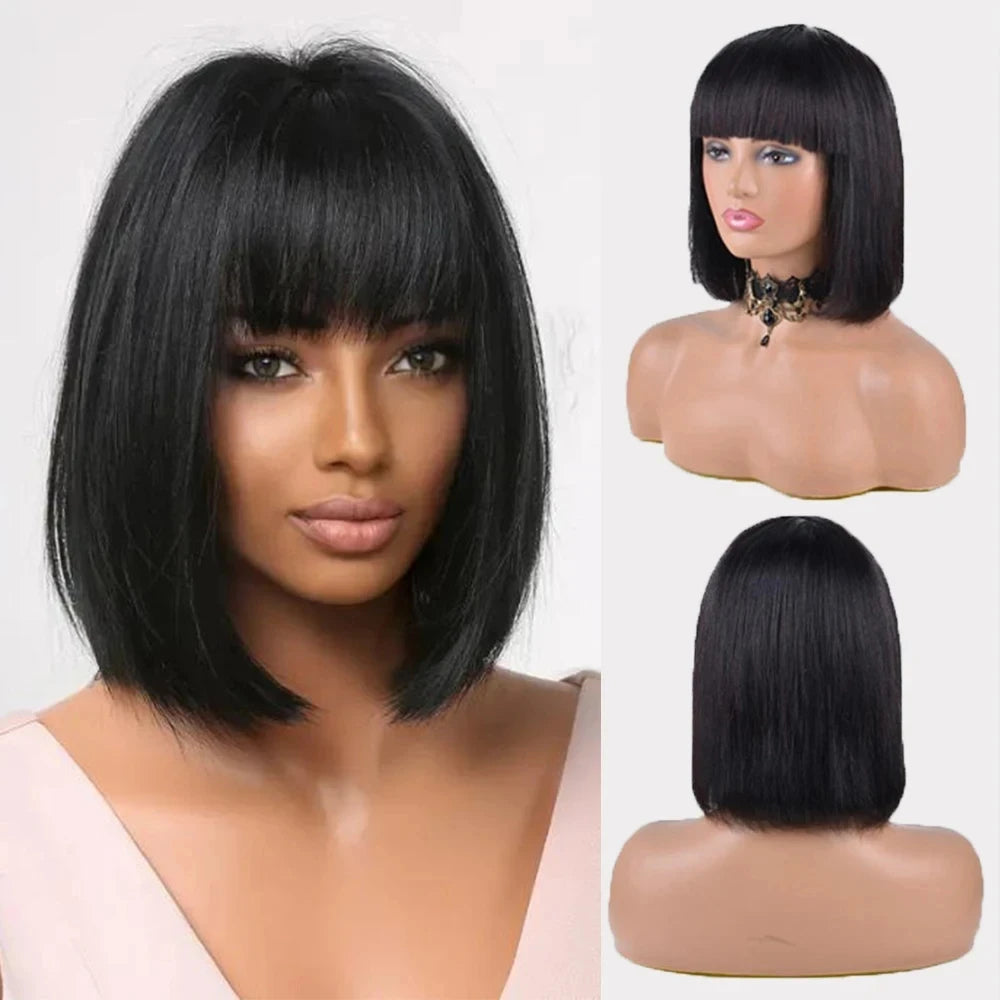Human Hair Wig For Women Natural Color 100% Human Hair Wigs Short Bob Wig