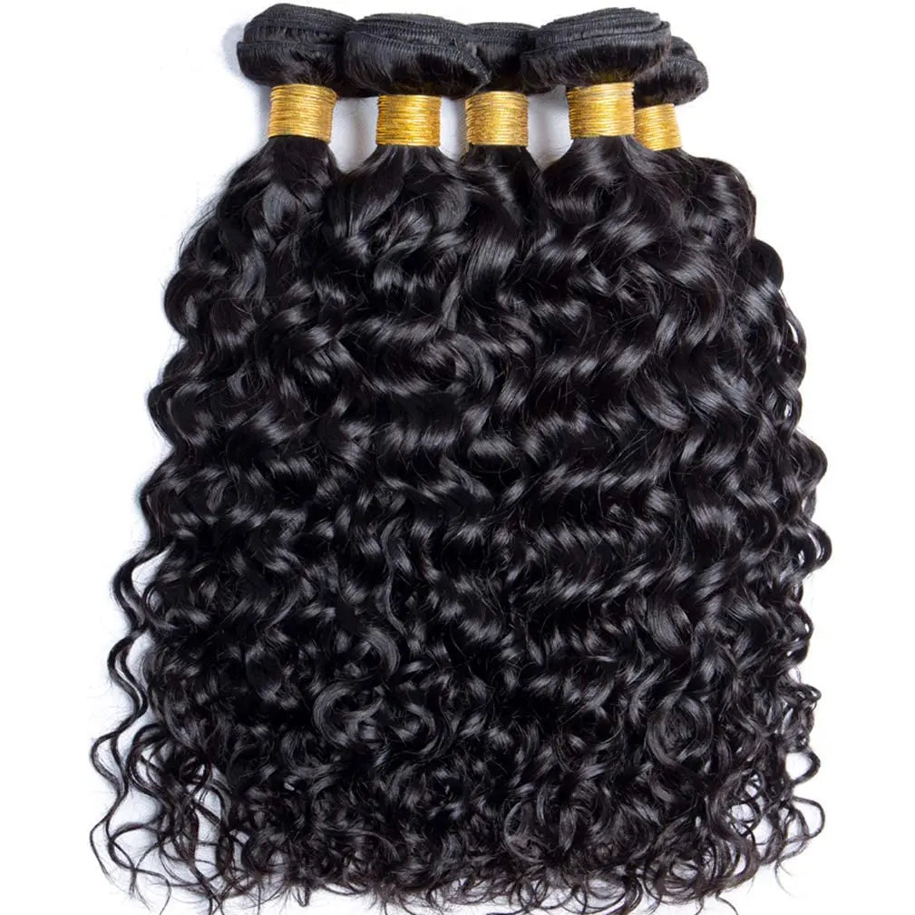 12A Water Wave Bundles With Frontal Wet and Wavy Virgin Curly Loose Deep Wave 100% Human Hair Bundles With Closure Peruvian Hair